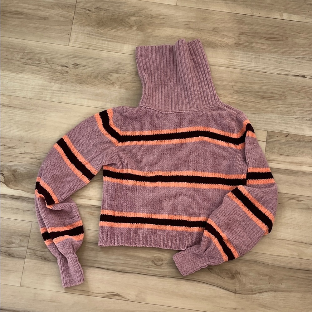 Wild Fable Purple and Orange Striped Turtleneck Sweater